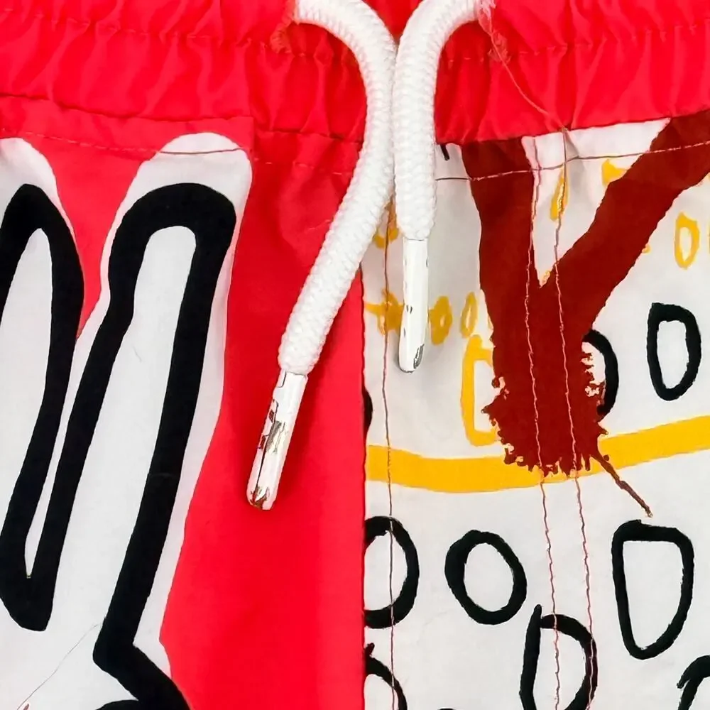 Rebel Minds Boys Sz M 10/12 Graphic Swim Trunks Abstract Drawstring Shorts